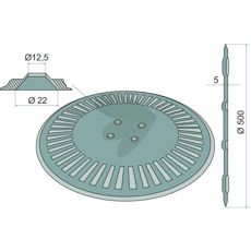 Bølget skiverist med Ø 500 mm, 20 tommer til effektiv markarbejde.