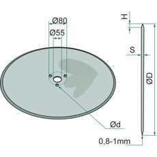 Skiverist Glat på 22 tommer, Ø 560 mm, ideel til markarbejde.