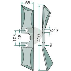 Spaderullekniv med vredet design til forbedret forarbejdning.