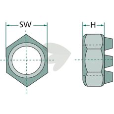Krondmøtrik M24x2, perfekt til sikringer inden for byggeri og landbrug.