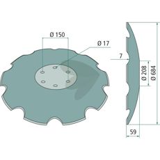 Diskrist Ø 684x7, perfekt til stabilitet i tunge maskiner.