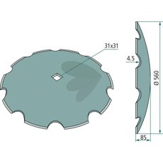 Tandet tallerken Quivogne Firkantet hul 31X31, optimal til professionelt landbrug.