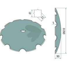 Tallerken tandet Quivogne Firkantet hul 37/41, perfekt til effektiv bearbejdning af jord.