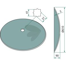 Glat tallerken til Quivogne Firkantet hul 37/41, ideel til jævn jordbearbejdning.
