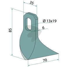 Slagkniv til John Deere med hulle dimensioner 14X25 mm, høj kvalitet og holdbarhed.