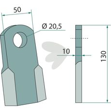 Slagkniv Nobili med hulle dimensioner 20,5 mm, designet til langvarig holdbarhed.