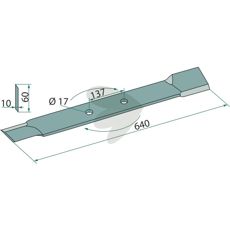 Kniv til Röll græspuds/slåmaskine, størrelse 17X10X60 mm.