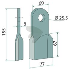 Højre slagkniv model 650324, perfekt til effektiv skæring.