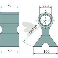 Hammerslag 78/78 mm med hul 35,5 mm, til tunge skæreopgaver.