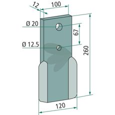 Schulte slagkniv med hul 12,5/20 mm, effektiv til grøfterengøring.