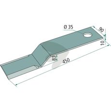 Slagkniv Mc Connel/Bomford med hul 35 mm, beregnet til robust anvendelse.