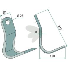 Vinkelkniv JX136098, perfekt til skæring og bearbejdning af afgrøder.