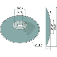 Viser plade glat 510x5mm designet med 5 monteringshuller.