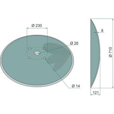 Plade glat 710x8mm som har 4 monteringshuller, ideel til tungt arbejde.