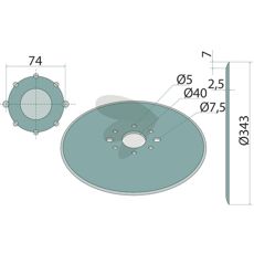Skive 343 X 2,5 mm til maskiner inden for landbrug og konstruktion, holdbar og af høj kvalitet.