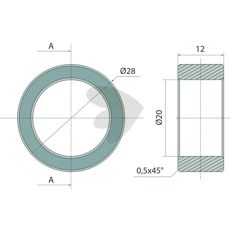 Bøsning 28x20x12 mm, vigtig for tryg og sikker montering.
