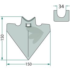 Gåsefodsplovskær inklusive skrue, perfekt til redskabsmontage og præcision.