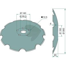 Tallerken tandet 8560 mm med 6 mm tykkelse, perfekt til jordbearbejdning.