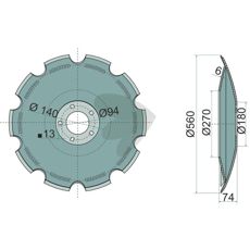 Tallerken tandet 8560 mm, ideel til effektiv jordbearbejdning i landbrug.