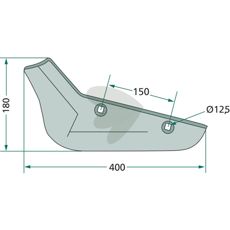 Venstre skær for roeoptagning, der måler 180X400 mm, tilpasset for præcision.