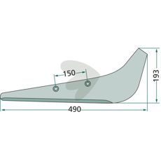 Højre skær for roeoptagning, 193X490mm, for effektive skærerresultater.