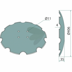 Tallerken tandet Ø406x4mm