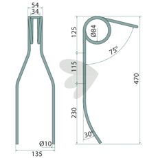 Efterharvetand Ø 10 mm, ideel til præcis jordbearbejdning og harvning.