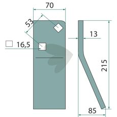 Fræserkniv Højre, ideel til jordbearbejdning og dyrkning.