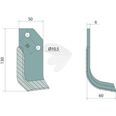Venstre fræserkniv 133X6X50, perfekt til præcisionsarbejde inden for landbrug.