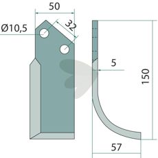 Comeb jordfræserkniv c-c 32mm med 10,5mm hul, ideel til jordbearbejdning.