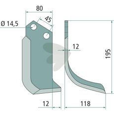 Maletti jordfræsningskniv c-c 45mm med 14,5mm hul, ideel til alle typer af dyrkning.