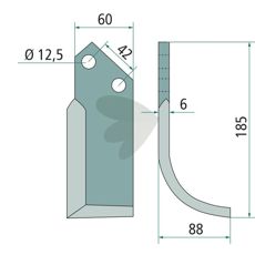 Jordfræserkniv Perugini c-c 42mm hul 12,5mm