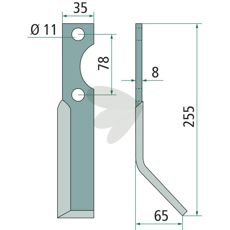 Rotorkniv Simon, 255mm, perfekt til kraftig jordbearbejdning.