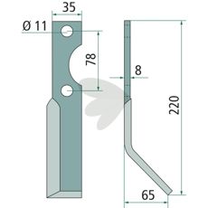 Rotorkniv Simon, 220mm, særligt designet til kraftig jordbearbejdning.