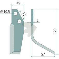 Fræserkniv til Goldoni, dimensioner 33mm og hul 10,5mm.
