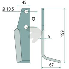 Fræserkniv til Goldoni, c-c 80mm og hul 10,5mm.