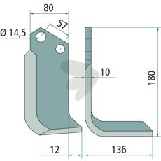 Fræserkniv til Celli, c-c 57mm, hul 14,5mm, for effektiv jordbearbejdning.