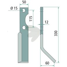 Jordfræserkniv med c-c 115mm, designet til Forigo-Roteritalia for optimal ydeevne.