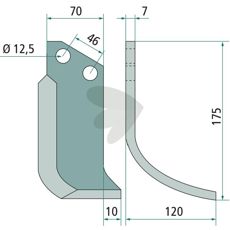 Jordfræserkniv med c-c 46mm, ideel til Forigo-Roteritalia, giver fremragende jordbearbejdning.