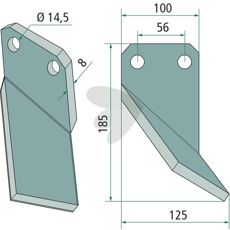 Rotorkniv Forigo-Roteritalia med højde på 185 mm, perfekt til landbrugsmaskiner.