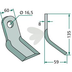 Y-slag til Agricom og Orsi med 16,5 mm hul, ideel til landbrugsmaskiner.