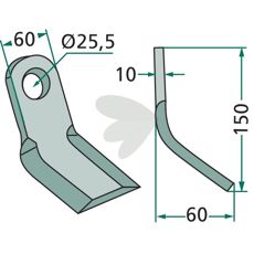 Y-slag med målene 60x150mm og 25,5 mm hul, effektiv til kraftfuld anvendelse.
