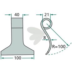 Slagkniv designet til Agromec og Agrimaster med 21 mm hul, til hårde jobs.