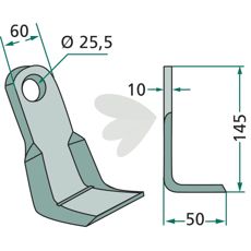 Vinkelkniv 3001221, robust design til effektivt arbejde i landbruget.