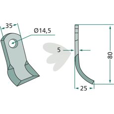 Y-slag 35x80mm med 14,5 mm hul, perfekt til mindre traktorer og redskaber.