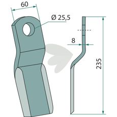 Slagkniv Agrimaster med hul 25,5 mm, perfekt til effektiv anvendelse inden for landbrug.