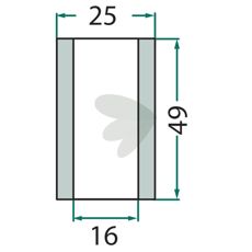 Afstandsbøsning 16x25x49 mm, en spordel som øger præcisionen i maskinens funktion.