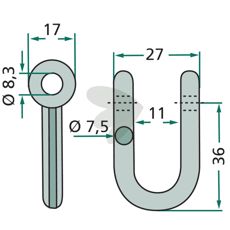Agria sjækel, 27 mm, robust og pålidelig for anvendelse i landbrug og byggeri.