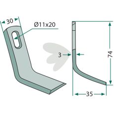 Y-lægge Agritec med hul, 11X20 mm, passende for landbrugsredskaber og maskiner.