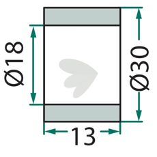 Bøsning, der passer til forskellige maskindele, størrelse 18x30x13 mm.
